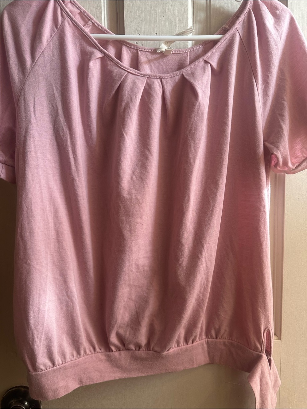 ConTac light pink  Blouse | Size Medium | Short Sleeve Pleated Top